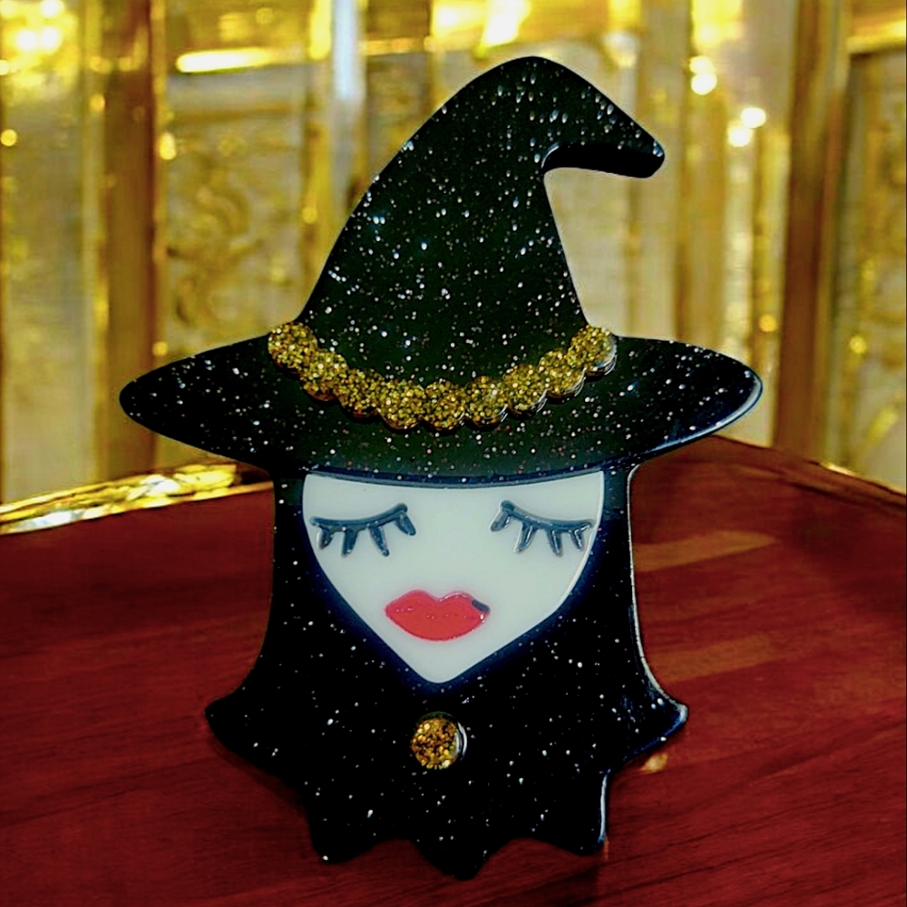 Acrylic Witch Brooch